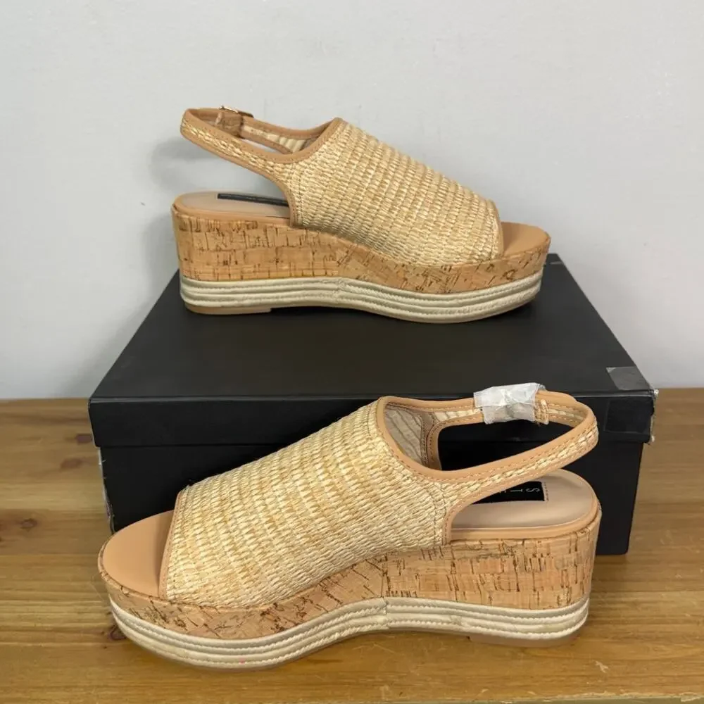 New Steven By Steve Madden Ciera Platform Sandals Natural Multi Women's Size 9